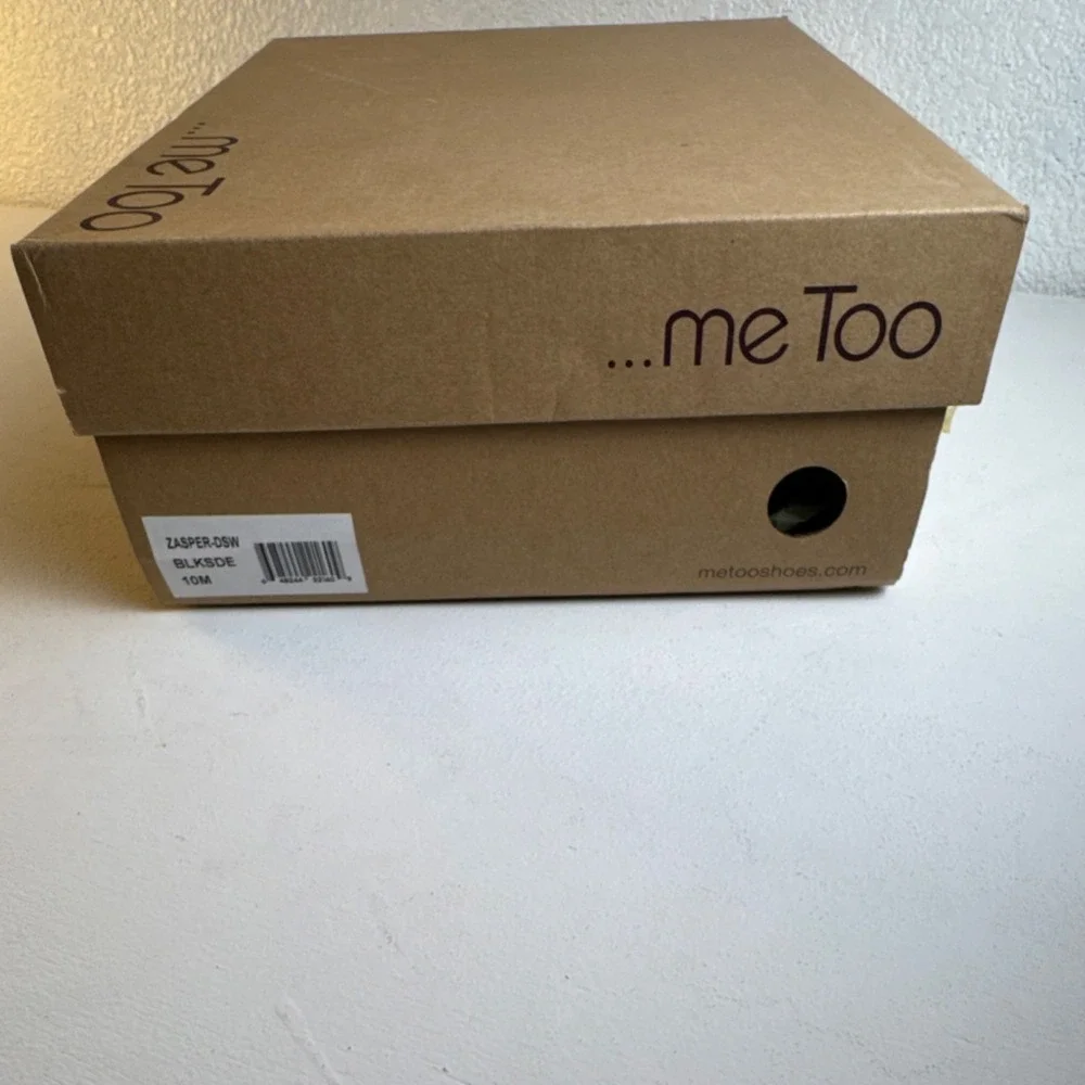 Me Too ZASPER-DSW Black Suede Ankle Bootie Women Size 10M Block Heel Almond Toe